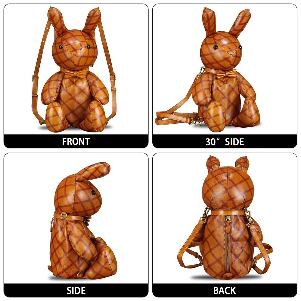 6798 Leather Backpack Kanpsack Rucksack Vintage Cute Rabbit Shape Crossbody - Picture 3 of 7